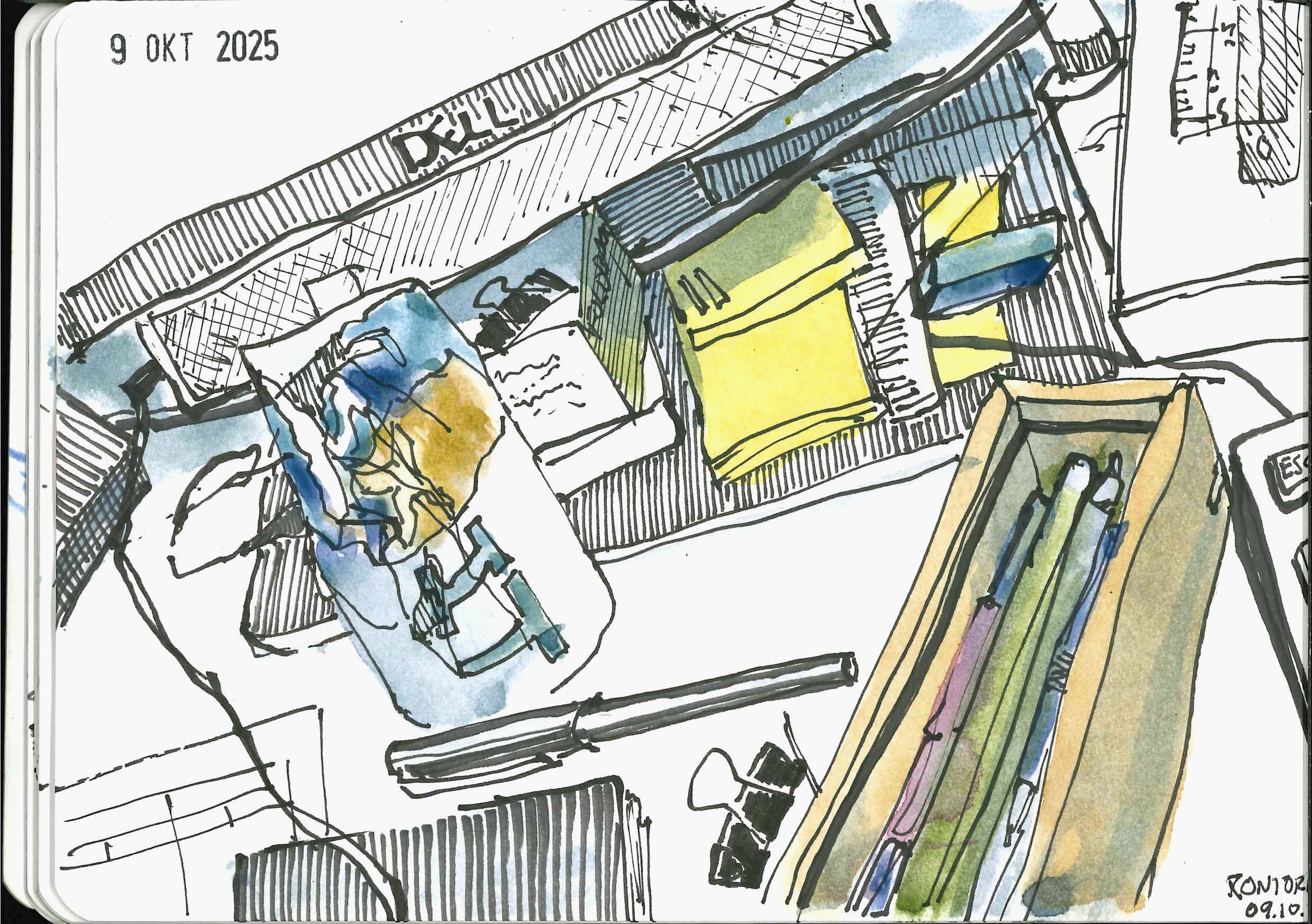 Kontoret 3 — blekk og fargeblyant